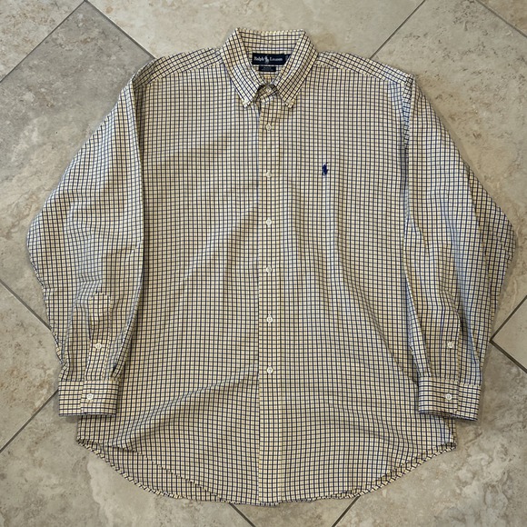 Ralph Lauren Blake Men's Large Yellow Plaid Shirt Long Sleeve Button Down Pony - Picture 2 of 9